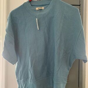 NWT Madewell teal top, waffle texture, size M 100% cotton